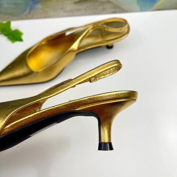 Jeffrey Campbell Persona Pointed Toe Slingback Pump In Gold 6 - Picture 7 of 16